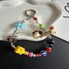 Small Novelty Red Striped Dog Phone Lanyard With Colorful Beads And Flower Design For Kids And Adults
