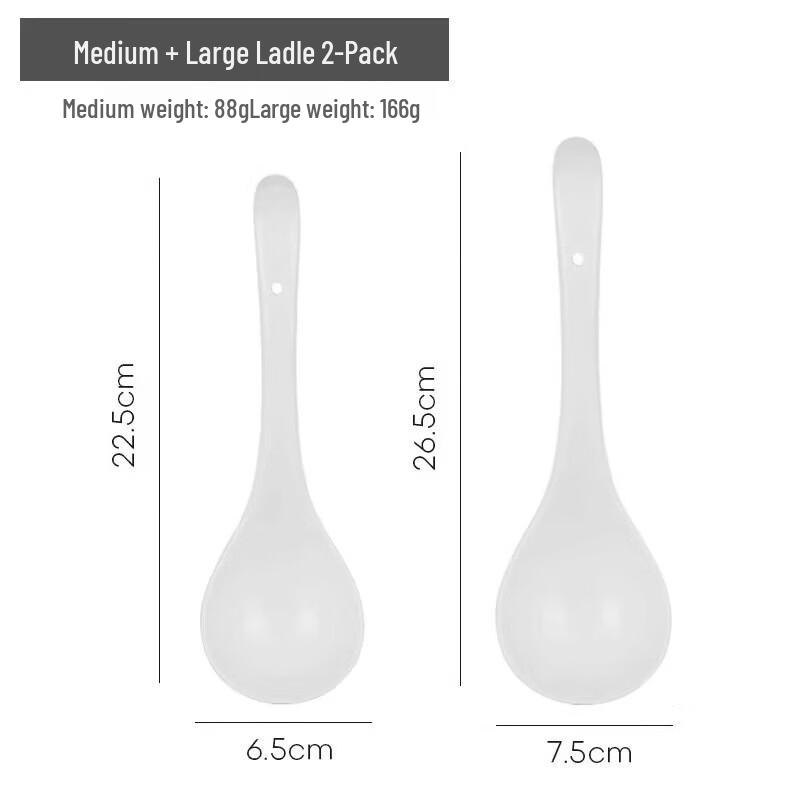White Ceramic Long-Handle Soup & Rice Spoons