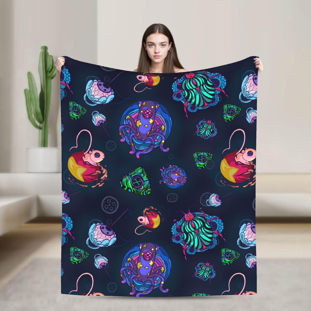 Coralines Animated Movie Blanket  Travel Flannel Throw Blanket For Living Room Warm Soft Custom DIY Quality Bedspread Gift Idea
