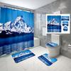 Snow Mountain Shower Curtain Set Waterproof Winter Natural Scenery Shower Curtain With Hook Non-Slip Bath Mat Toilet Lid Cover