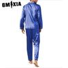 GMXIA Πολυτελής Ανδρική Φόρμα Σπιτιού Μακρυμάνικη Μακρύ Παντελόνι Σατέν Πιτζάμα Σετ Δύο Τεμαχίων