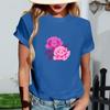 Women's Fashionable Round Neck Casual Retro Print Short Sleeved T-shirt Top