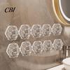 Decorative Wall Hooks Hexagonal Self Adhesive Hooks, Water Ripple Pattern Design, Waterproof No Reusable Drilling Mounted for Towels Keys Kitchen