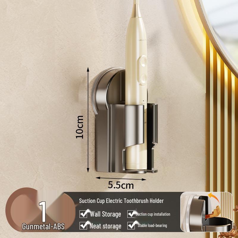 

Punch-Free Suction Cup Electric Toothbrush Holder, Wall-Mounted, Removable Bathroom Organizer.