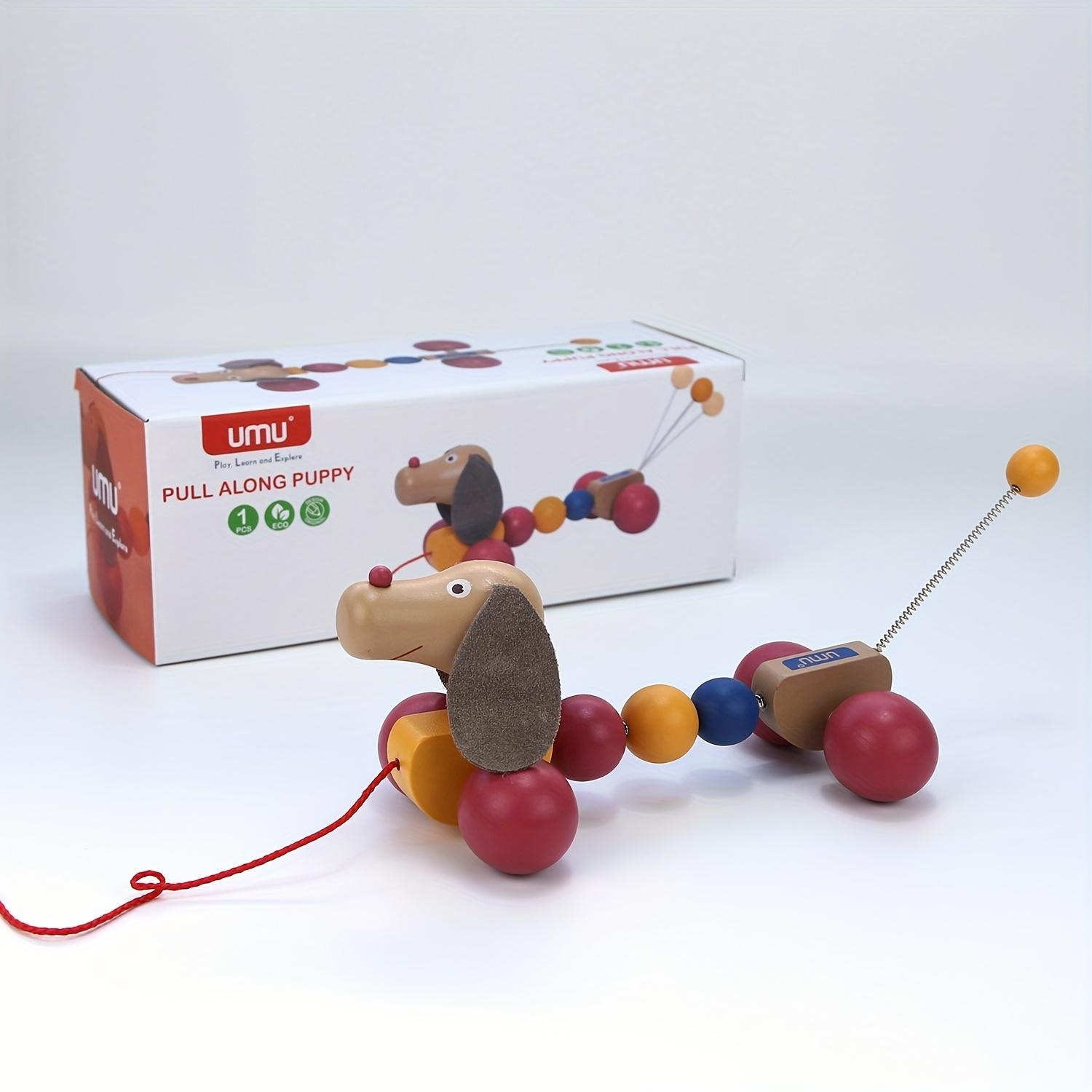 

Деревянная игрушка-каталка «Щенок», украшенная разноцветными бусинами, развивающая игрушка для дошкольников, способствует распознаванию животных и концентрации внимания ,Хэллоуин, День благодарения, Рождество Wooden Pull Toy Dog