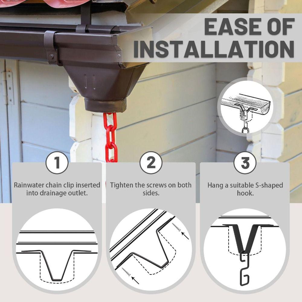 Iron Rain Chain Hook Heavy-Duty Downspout Connector Gutter Adapter  Rainwater Collection