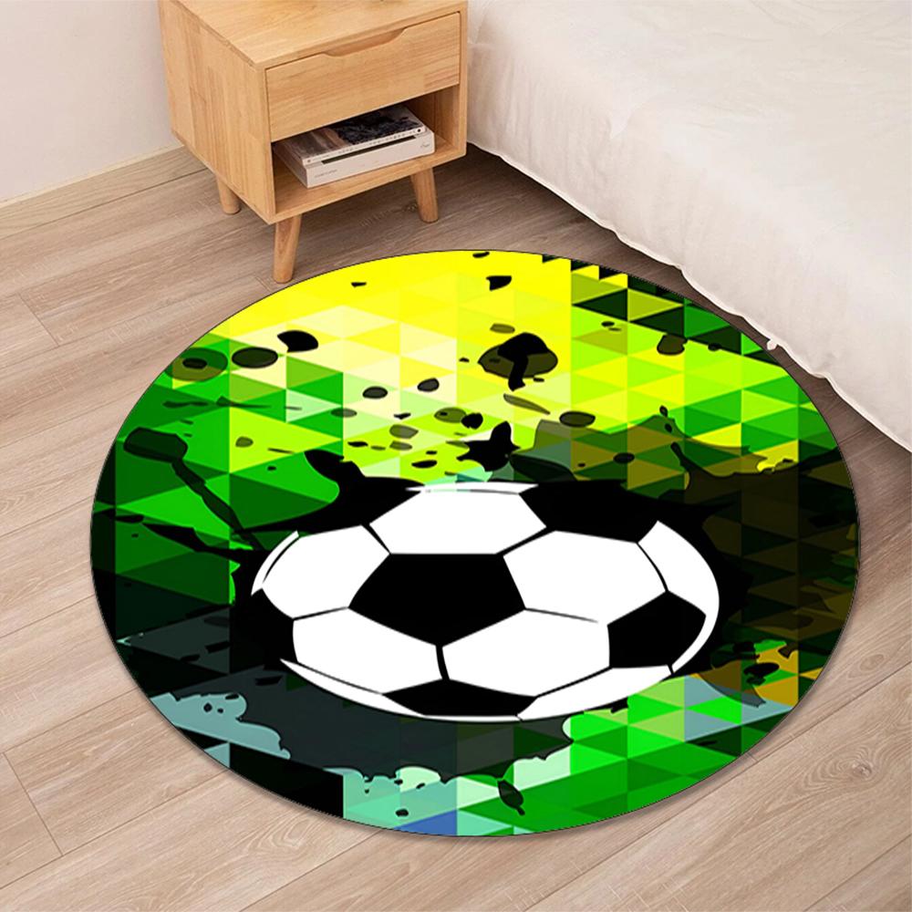 Soccer Printed Round Rug Carpet Chair Rug Area Rug Entryway Doormats,for Office Chair Living Room Bedroom Kitchen Room.