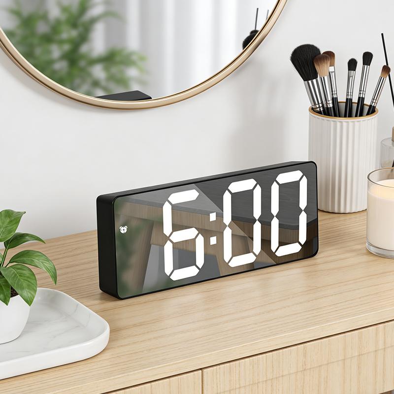 Led Mini Mirror Alarm Clock Electronic Digital Alarm Clock Digital Table Clock Room Desk Decorating Smart Small Tools Home