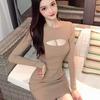 Autumn and Winter New Design Sense Hollow Chest Dress Female Korean Version of Spice Girl Sexy Tight and Thin Hip Skirt