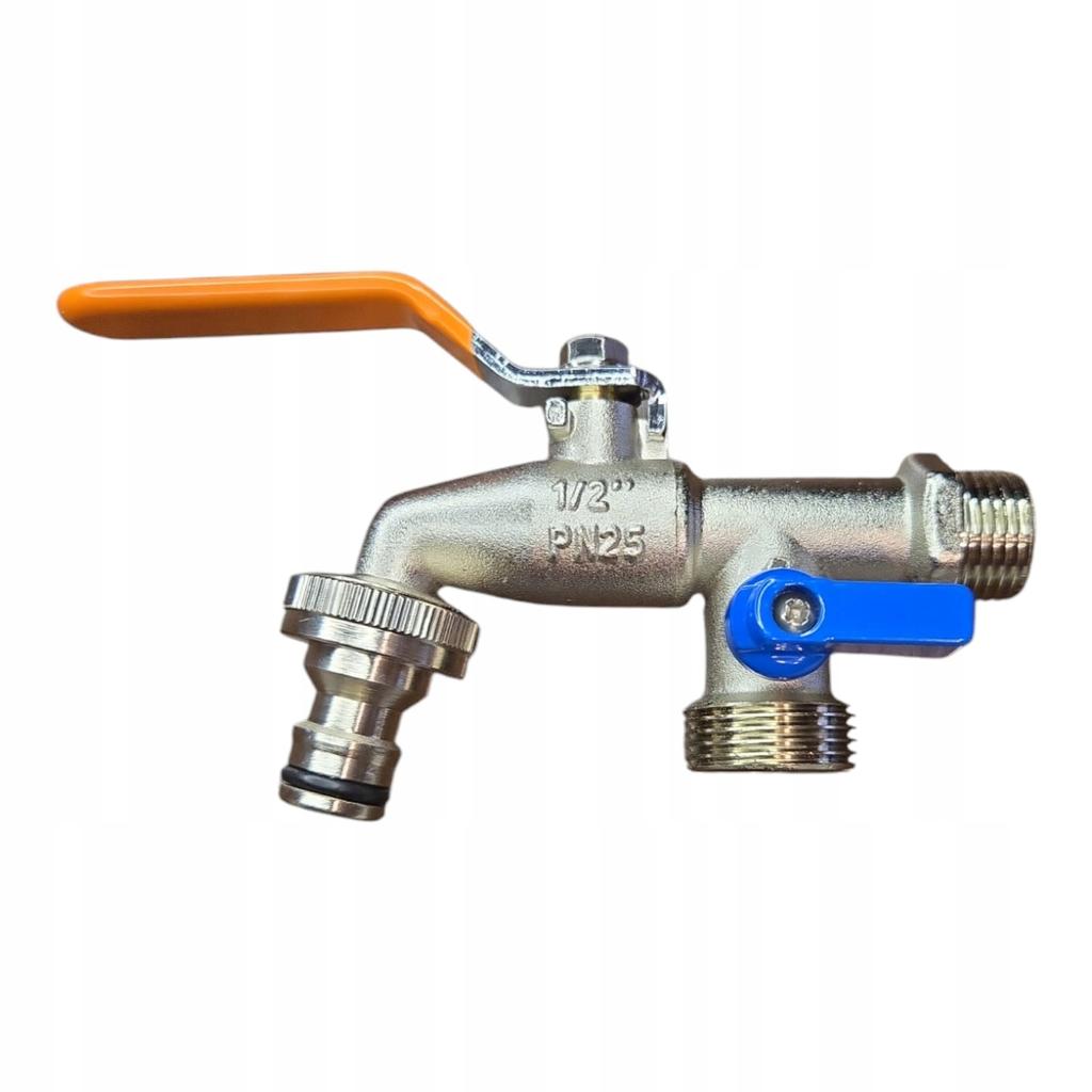 Ball Tap Gz1/2", 2x Outputs Gz 3/4" + Nipple for Quick Connector