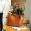 Leather Women's Bag Tote Bag Large Capacity Shoulder Messenger Bag Cowhide Women's Bag Commuter Simple Shopping Bag