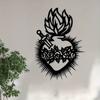 Romantic Heart Sword Metal Wall Sculpture Weather Resistant Iron Art Garden Fence Bedroom Home Decor Valentine Wedding Christmas Gift