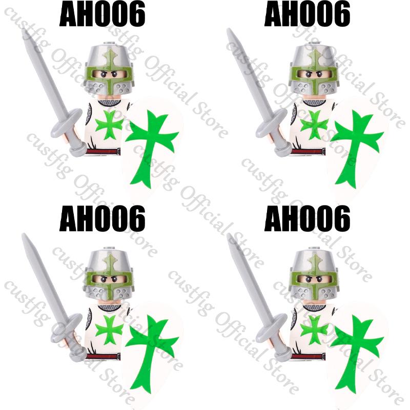 Mittelalterliche Militärsoldaten Figuren Bausteine Löwenherz Deutscher Ritter Waffe Infanterie Schild Helm Burg Hexe Steine Spielzeug