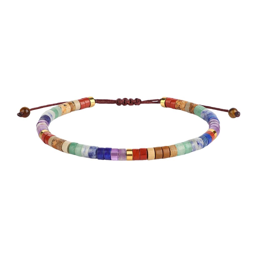 Inspirational Natural Crystal Bracelet with Colorful Beads and Elastic Woven Band Comfortable Inspirational Gift