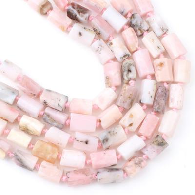 8*11mm Opala Rosa Natural Cilíndrica Facetada Contas de Pedra Solta Para Fabricação de Joias 7.5''
