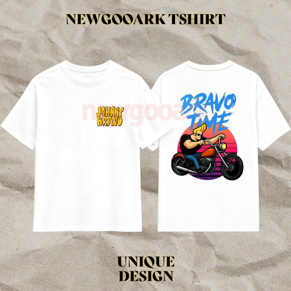 Johnny Bravo Unisex Bawełniane Klasyczne Koszulki z Graficznym Nadrukiem Kobieta Mężczyzna Kreskówka Krótki Rękaw Okrągły Dekolt Codzienne Bawełniane Koszulki Streetwear