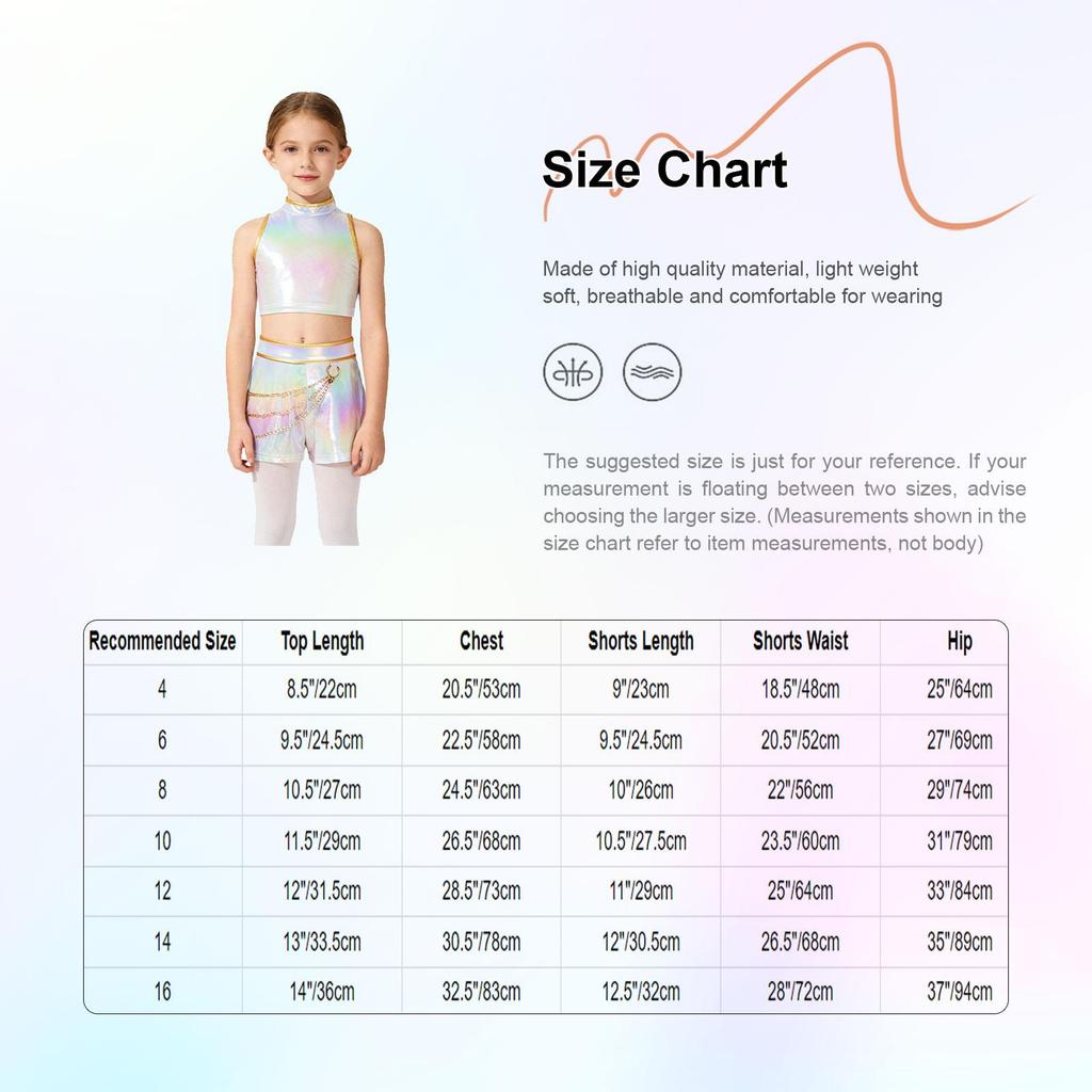 תלבושת משחק תפקידים של ציידת האנטר לבנות, תחפושות למסיבת קוספליי לליל כל הקדושים, גופיית טנק ללא שרוולים מבריקה מטאלית, חגורה, שרשרת מותן, מכנסיים קצרים