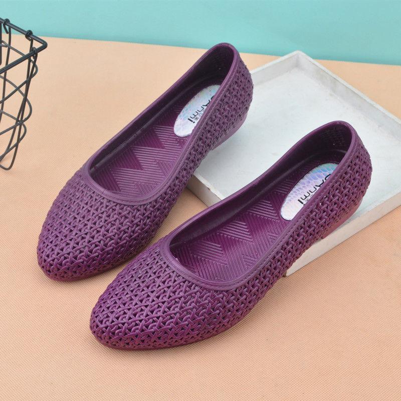 Women's Pointed Fashion Sandals Summer Flat Bottom Hollow Plastic Versatile Work Shoes