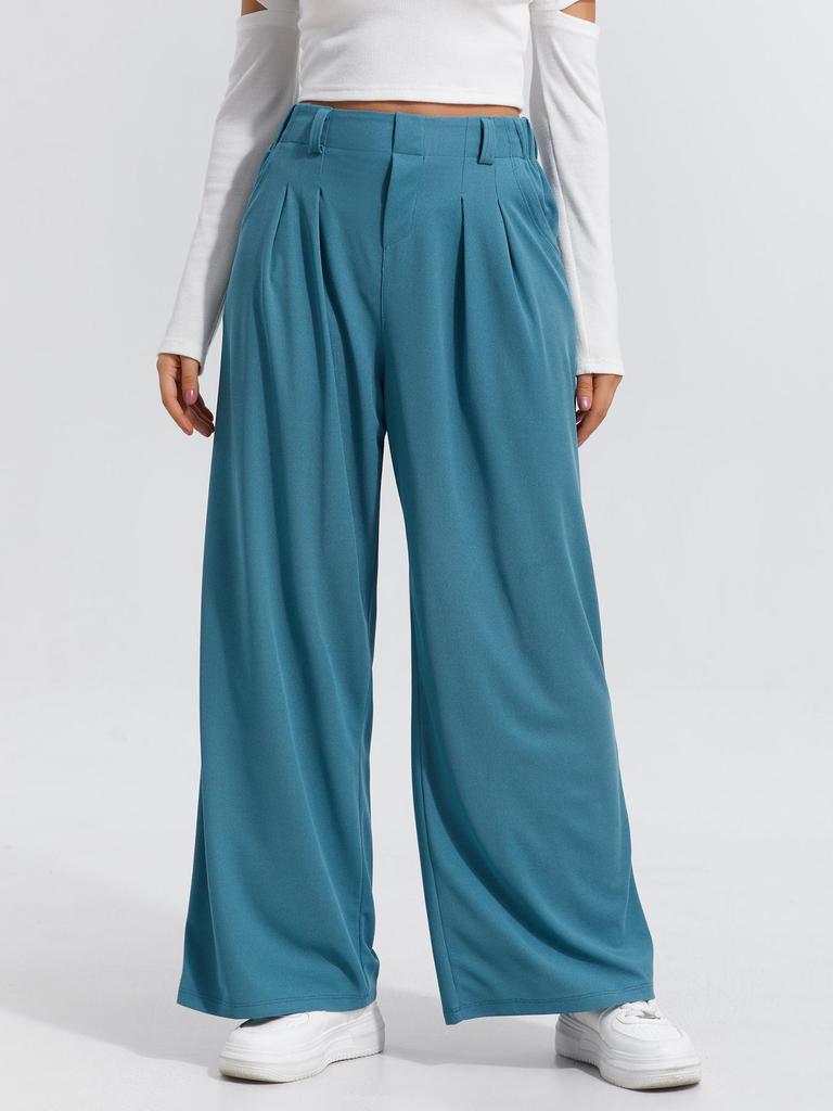 2025 Europese en Amerikaanse Dames Hoge Taille Wijde Pijp Elegante Casual Broek