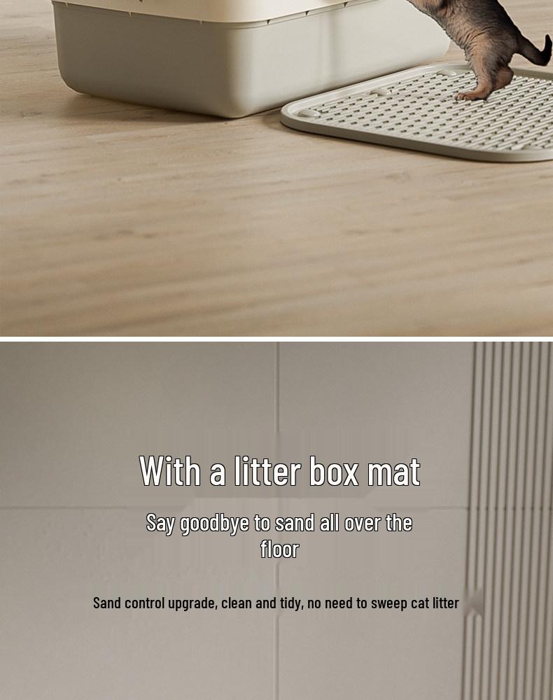 Giant Semi-Enclosed Anti-Splash Deodorizing Cat Litter Box with Mat