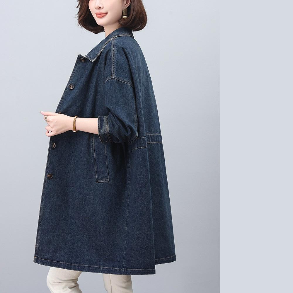 Denim Jacket Women's Spring and Autumn Mid-length Spring Large Size Loose Temperament Mother Windbreaker