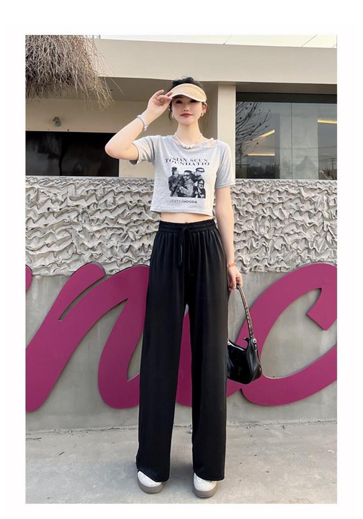 Women's Summer High-Waisted Wide-Leg Slimming Drape Pants - Cool, Casual, Floor-Length, and Loose-Fitting