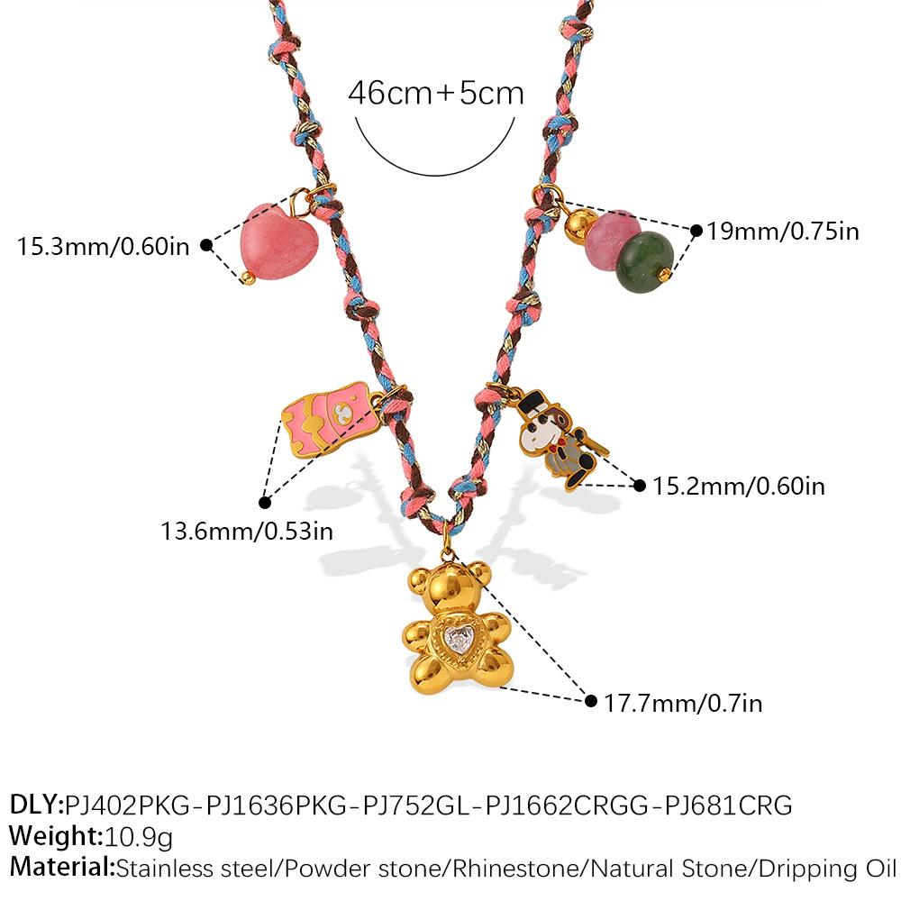 Summer Vacation Wind Dopamine Girl Heart Woven Color Rope Diy Diverse Pendant Bracelet Necklace Jewelry Set