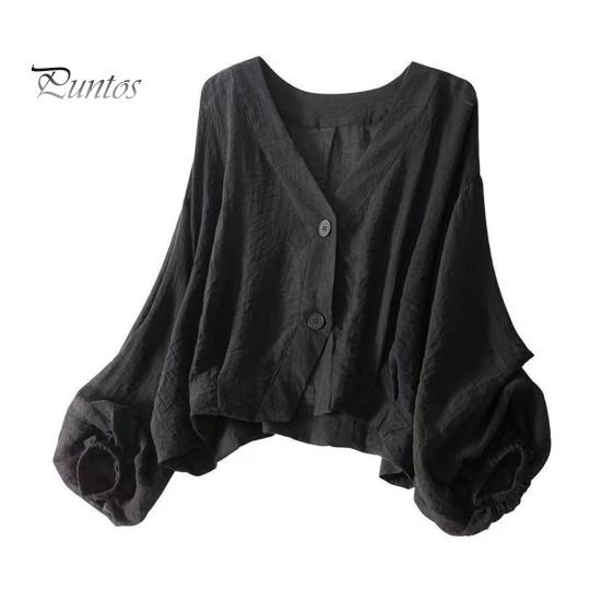 

Женская рубашка свободного кроя с V-образным вырезом и длинным рукавом, застежкой на две пуговицы, однотонная рубашка свободного кроя в стиле кэжуал XXXL чёрный