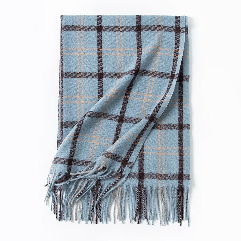 New sweet warm imitation cashmere scarf plaid student couple winter thickened warm scarf
