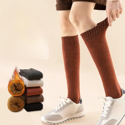 6 Pairs Spring Autumn Women's Terry Knee Socks Thick Warm Harajuku High Quality Long Cotton Socks Soft Casual Sport Socks Female
