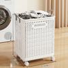 Bardzo Duży Składany Kosz na Pranie na Kółkach Oddychający Duża Pojemność z Uchwytami Odpowiedni dla Rodzin Els i Akademików