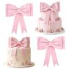 Pink Bow Cake Toppers EVA Foam Bowknot Cake Decorations for Wedding Birthday Baby Shower Party Supplies DIY Gift Box Wrap Decor