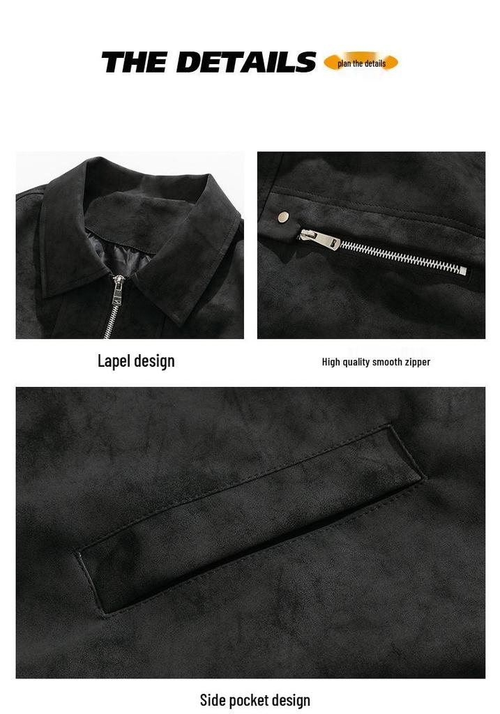 Men's Retro PU Leather Tie-Dye Motorcycle Jacket - Spring/Autumn 2026 Trend