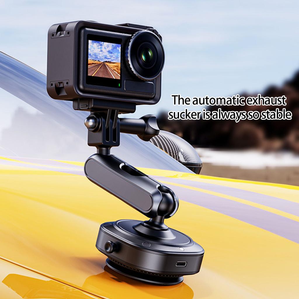 Shockproof Aluminum Alloy Electric Car Suction Cup Mount For Dashboard Camera With 2Prong Connectors Adjustable Angles