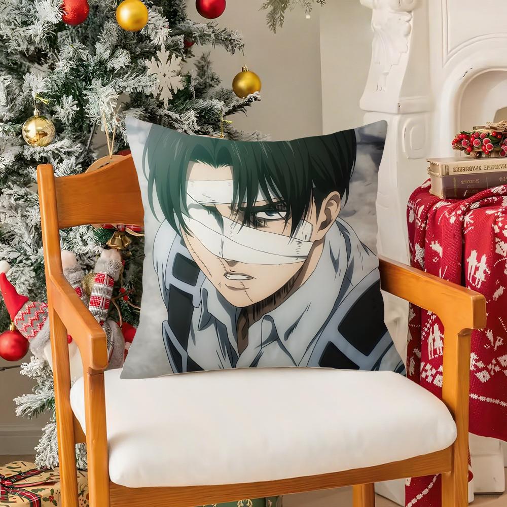 Anime Levi Ackerman Attack On TitanT Silky Short Plush with Invisible Zipper Dustproof Sofa Cushion Cover for Home Decor
