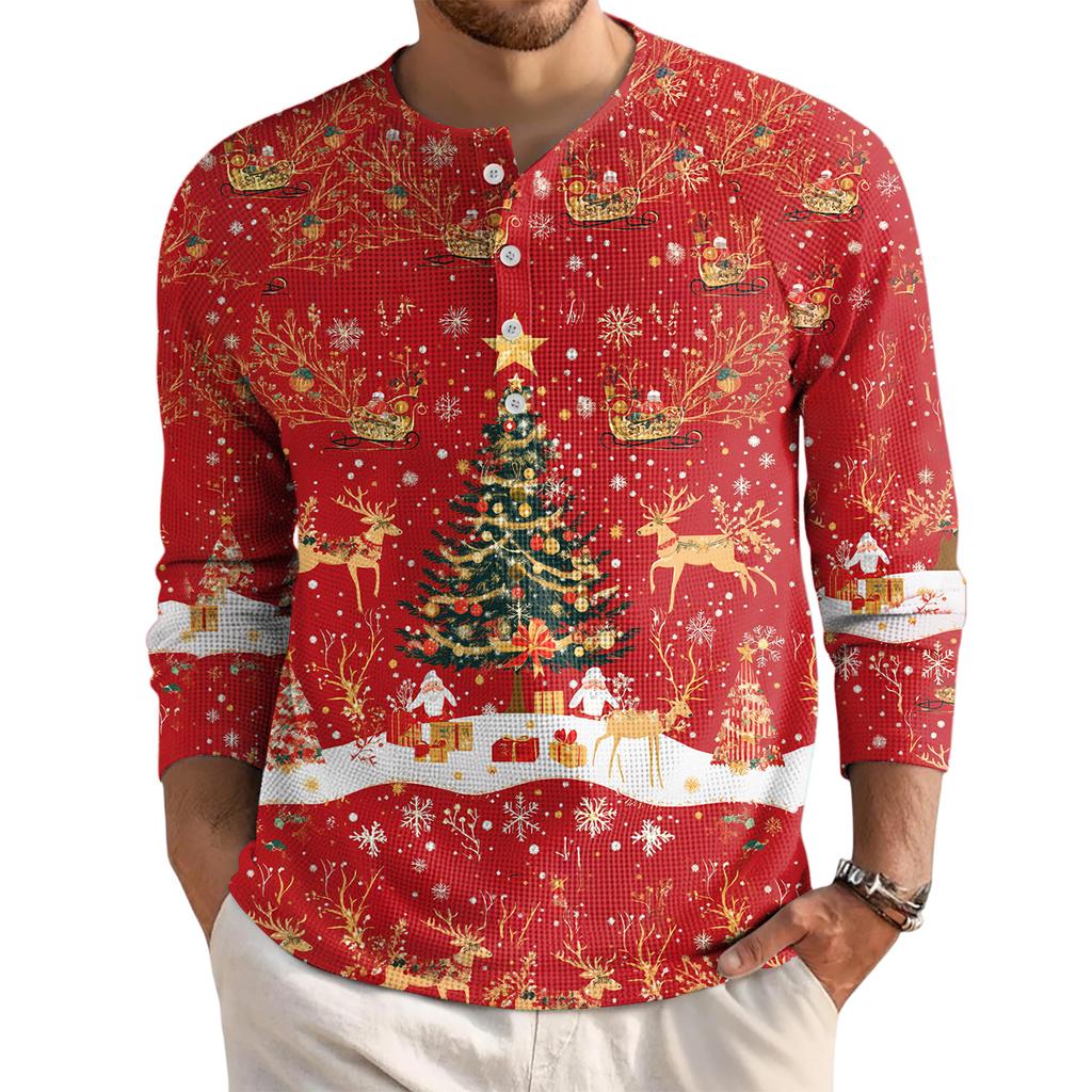 Men's Loose Casual Button Down Collar Long Sleeve Top