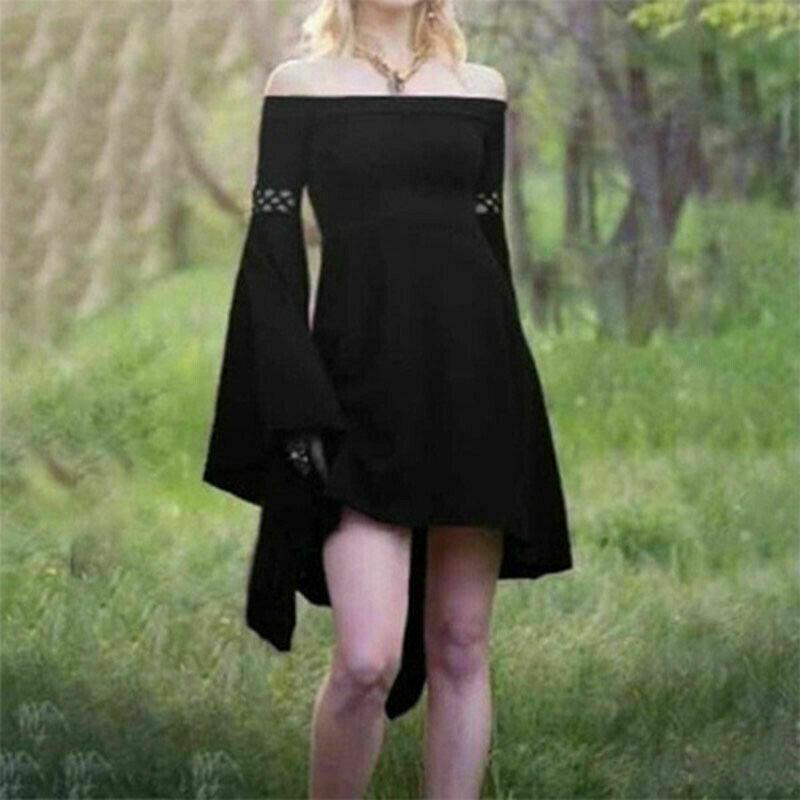 

Medieval Gothic Women Retro Off-Shoulder Dress Party Palace Cosplay Costume L чорний