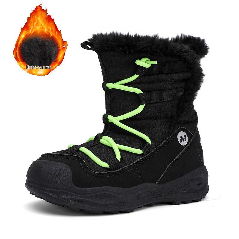 Zimowe buty śniegowce dla dzieci - Wyściełane aksamitem, Grube, Ciepłe, Antypoślizgowe dla Chłopców i Dziewczynek