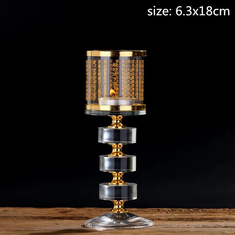 Buddhist Supplies Crystal Candle Holder Ornaments Windproof Lampshade Buddha Hall for The Buddha Candle Holders Decoration