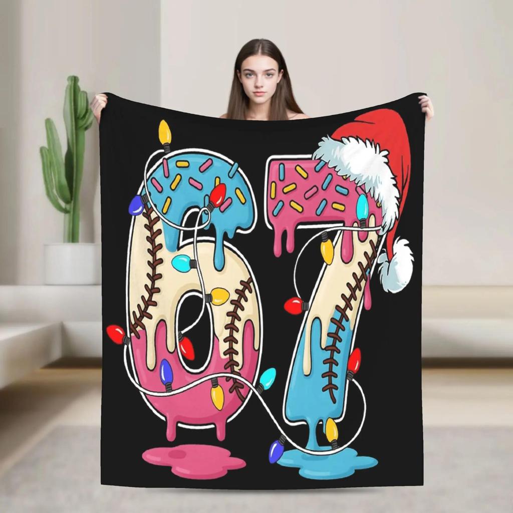Six Seven Funny  Meme Hand Flannel Blanket Winter Super Soft Throw for Adult Bedroom Sofa Bed Cover