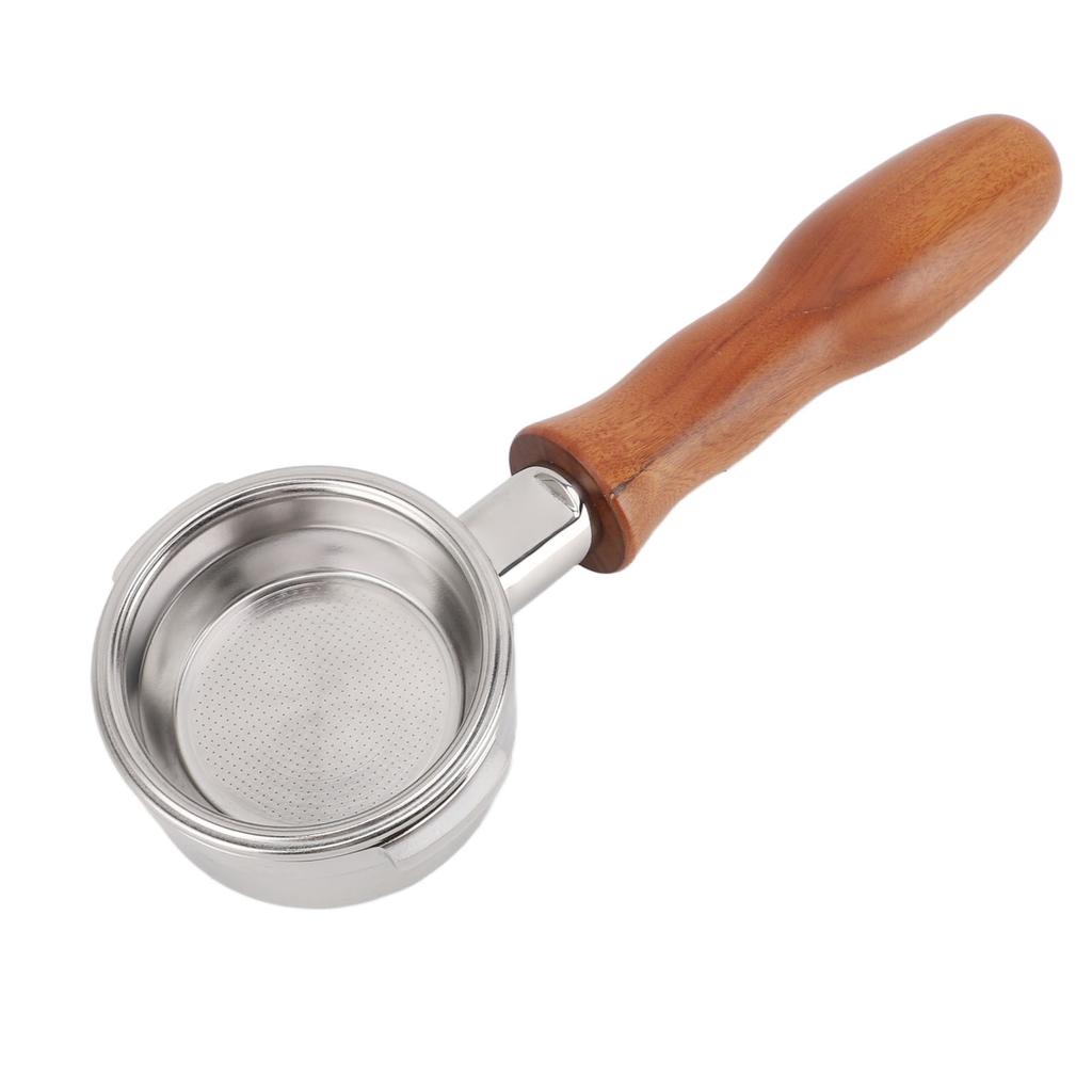 58mm Bottomless Portafilter with Basket Filter 2 Ears Stainless Steel Wood Handle Detachable Coffee