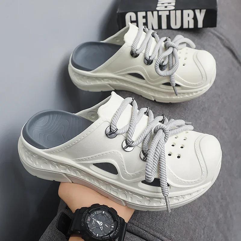 

New Men s Baotou Slippers 2025 Summer Sports Outer Wear Non-Slip Slippers Wear-Resistant Thick-Soled Beach Sandals 44-45 хакі