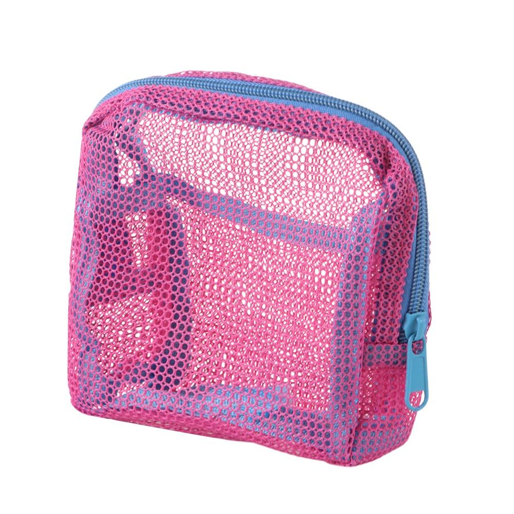 Large Capacity Mesh Cosmetic Bag Candy Color Coin Purse Durable Storage Bag