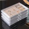 Luxury Clear Jewelry Display Case 3-Layer Flocked Acrylic Box with Drawers Dust-Proof Organizer Tray for Bracelets, Watches, and Accessories