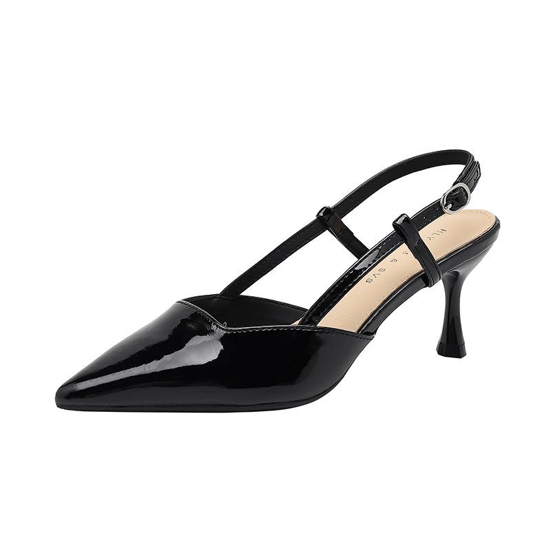 New high-heeled shallow-mouth bag-head sandals, simple pointed-toed thin-heeled comfortable soft-soled women's daily single shoes women's G6589-2