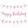 Paper Material Ballet Birthday Banner Pink Color Ballet Theme Set  Birthday Party