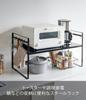 Yamazaki Jitsugyo 5163 Toaster Rack, Wide, Black, Approximately W65.5XD35XH36cm, Tower Kitchen Rack, Lower Tier Turns Into Work Space, 2 Level Height