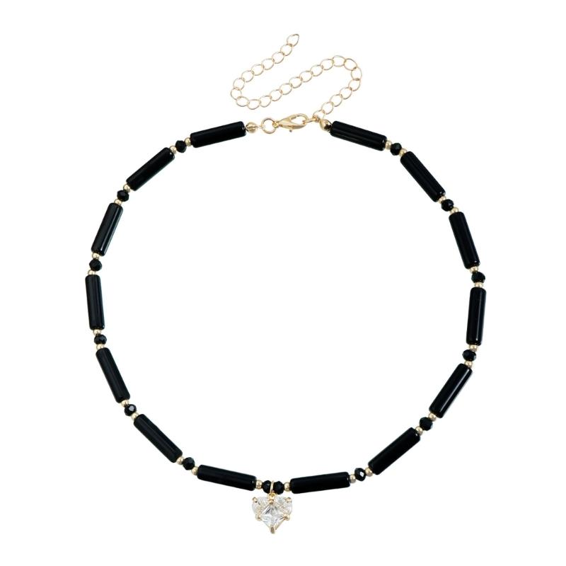 

Trendy Glass Bead and Zircon Adjustable Clavicle Necklace Portable Jewelry Accessory for Everyday Styles 1