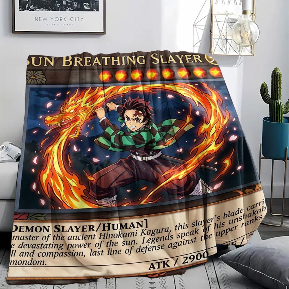 1PC Demon Slayer Kimetsu No Yaiba Patterned Flannel Blanket Suitable For All Seasons For Home Decor Warmth And Comfort Gifts Holiday Present