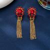 Retro Court Style Red Fringed Earrings Women's Design Sense High Temperament Long Earrings